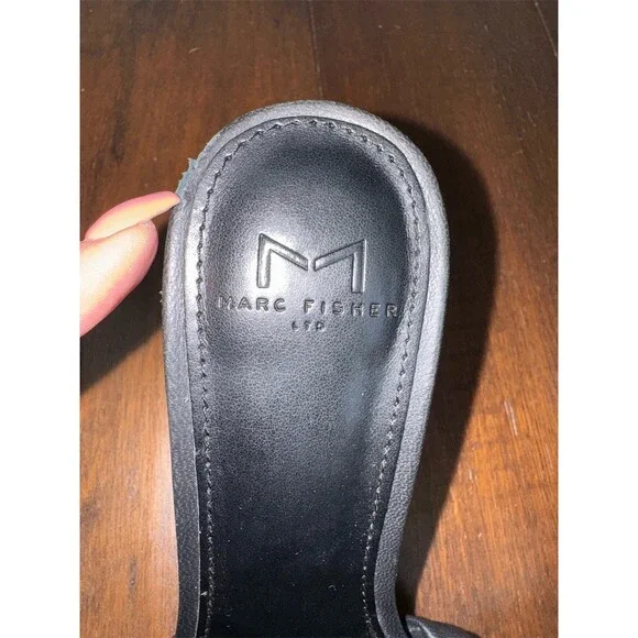 Marc Fisher LTD Sandals Womens Black Woven Braided Slide Mule Square Toe Heel 8 - Picture 10 of 11